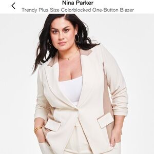 Nina Parker - color-blocked one button blazer